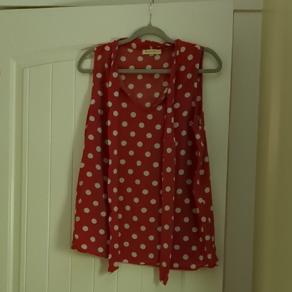 Modcloth Red Polka Dot Sleeveless Top